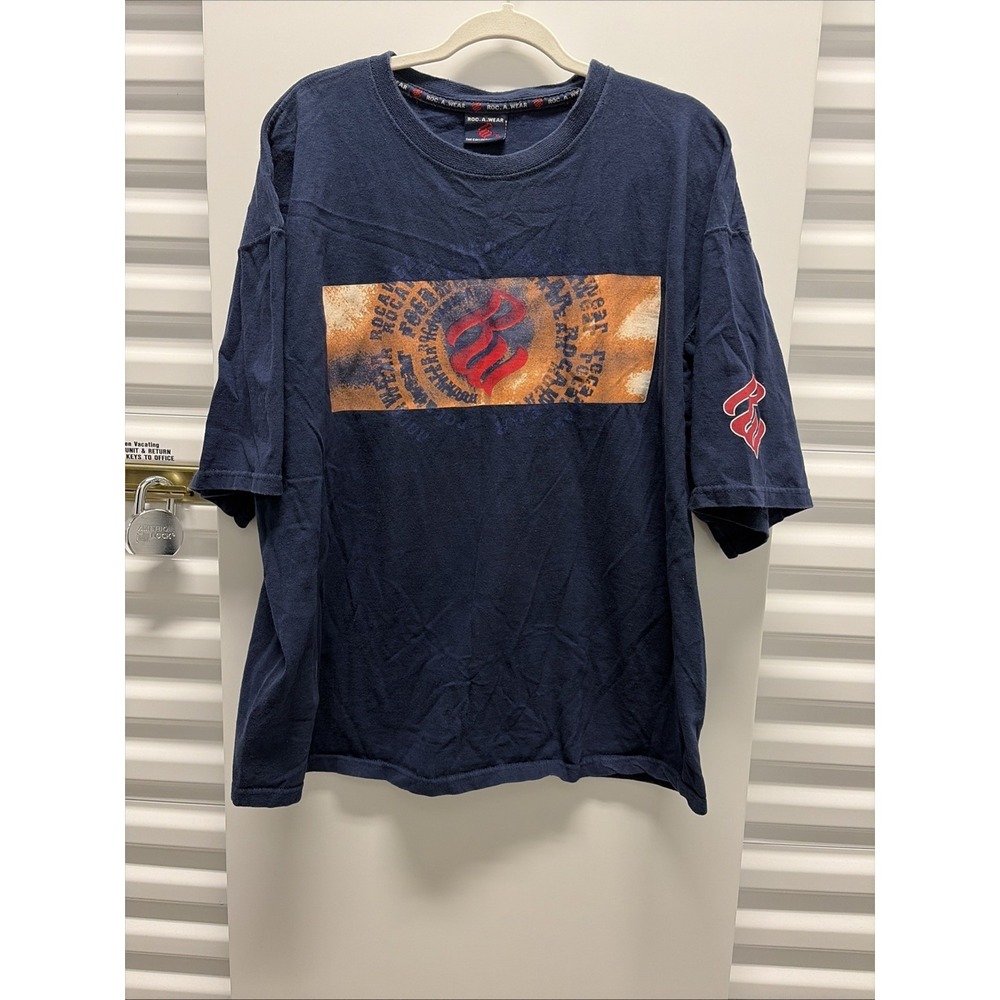 Vintage‎ Rocawear Shirt Mens XL Blue Box Logo Y2K 90s Streetwear Hip Hop Urban